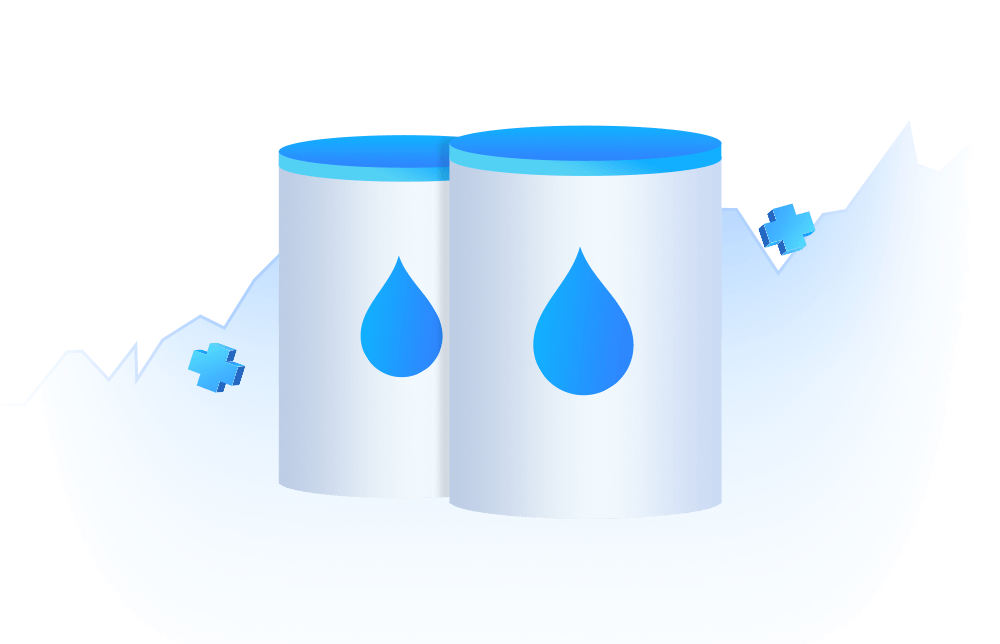 An illustration of two oil barrels An illustration of two oil barrels